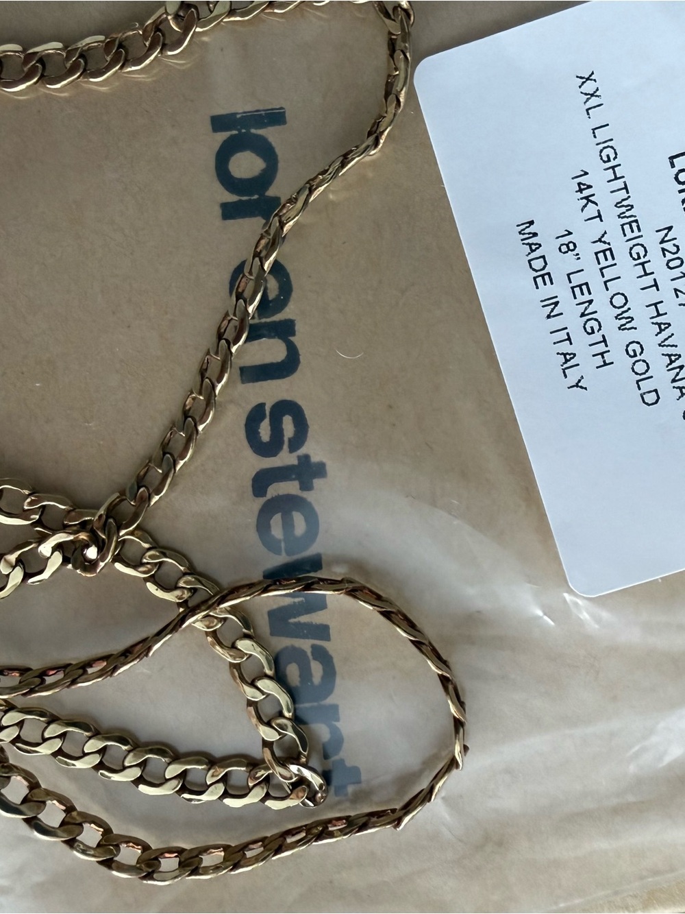Loren Stewart 14k Yellow Gold XL Lightweight Havana Chain Necklace 18" NIB - Picture 7 of 7